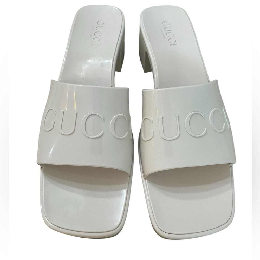 Gucci White Rubber  Mules, New in box size 40